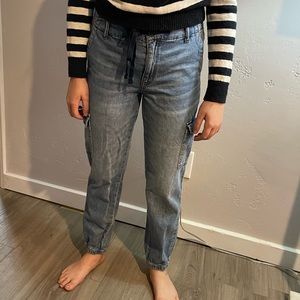 American Eagle paper bag denim Harlem pants size 2